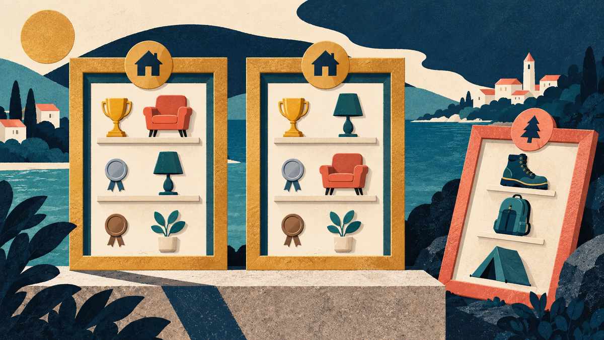 The same category frame repeated at two dates, with product tokens ranked inside each