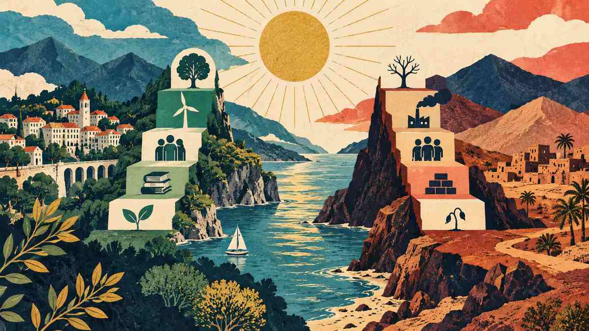 Brave emblem connects two country scenes and their result cards