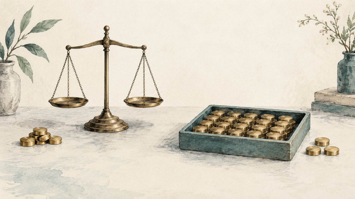 Individual payment counters sit beside a balance and a tray of prepaid counters