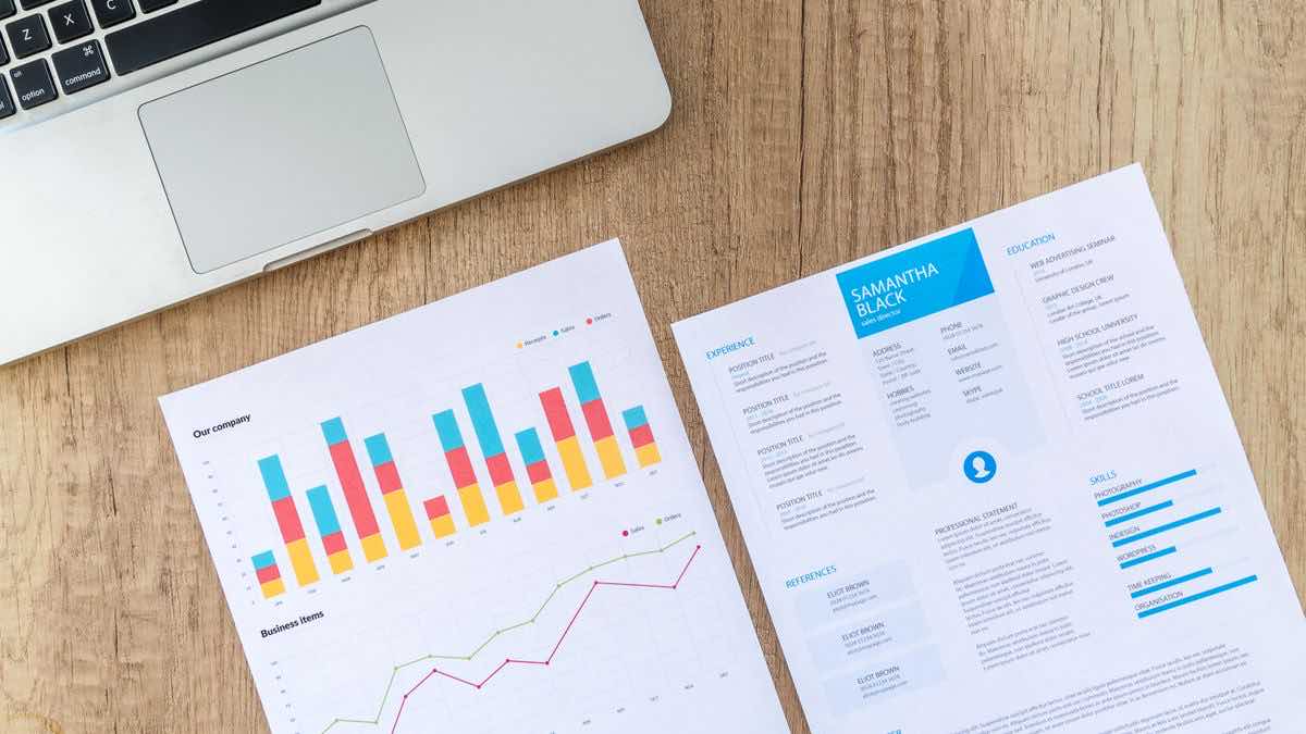 A share-of-voice bar chart on a screen, representing AI visibility analytics
