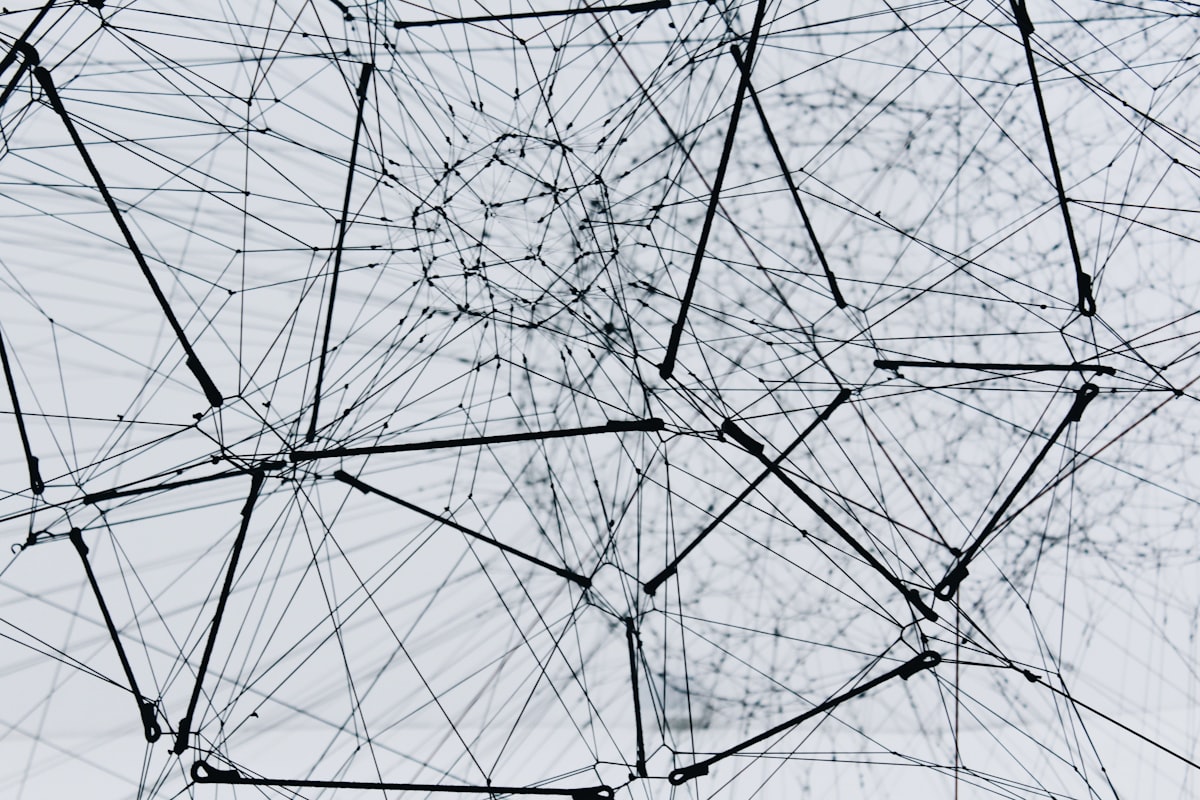 Abstract web of threads and nodes representing one query branching into many sub-queries