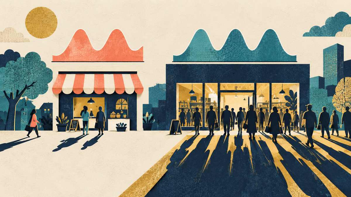 Two different shops with identically tall relative activity waves but different scale shadows