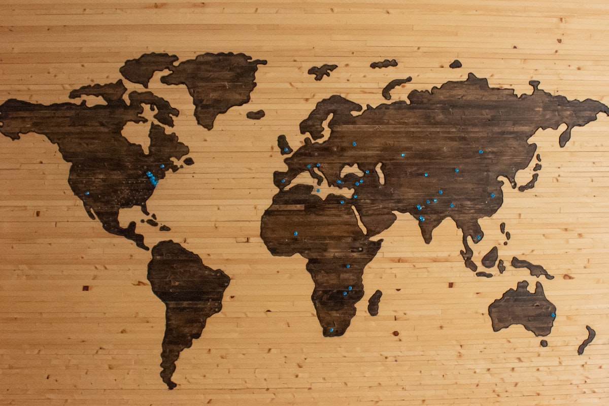 A world map representing rank tracking across many countries