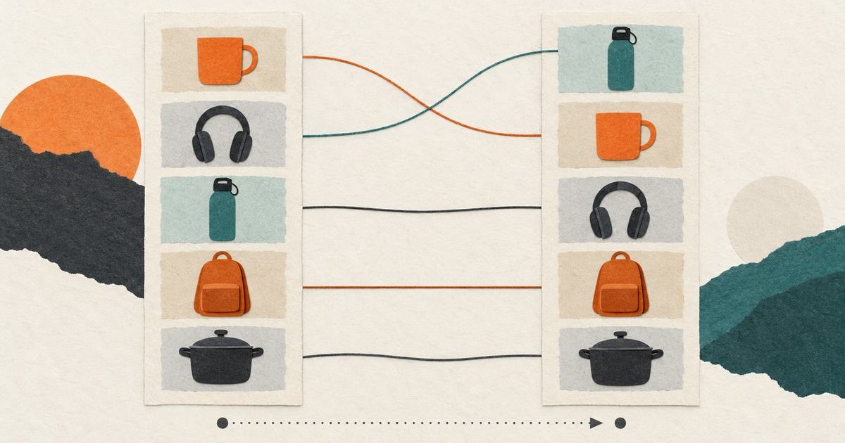 Two Amazon ranking staircases on one tray show the same four headphone products in different positions