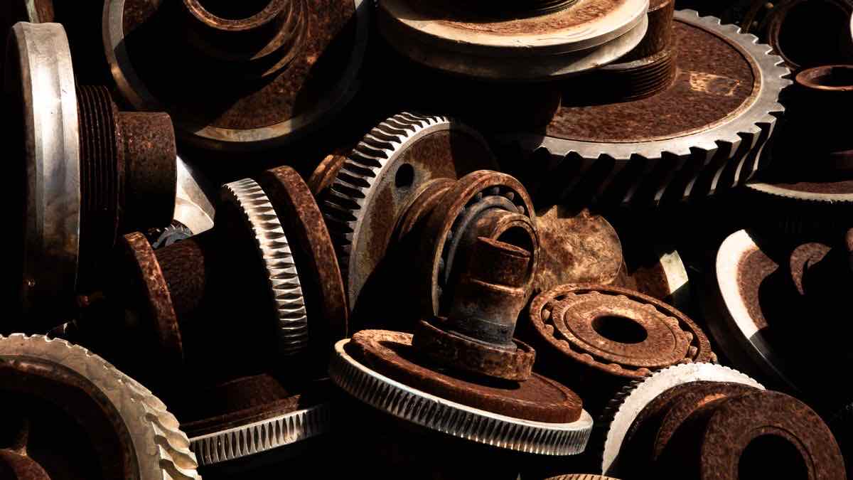 A single rusty gear with a blurred background, a visual metaphor for trying to scrape Google in Rust