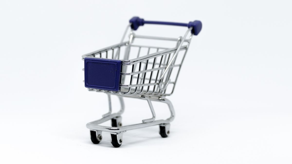 An empty miniature shopping cart on a white background, representing paying for API requests that returned nothing