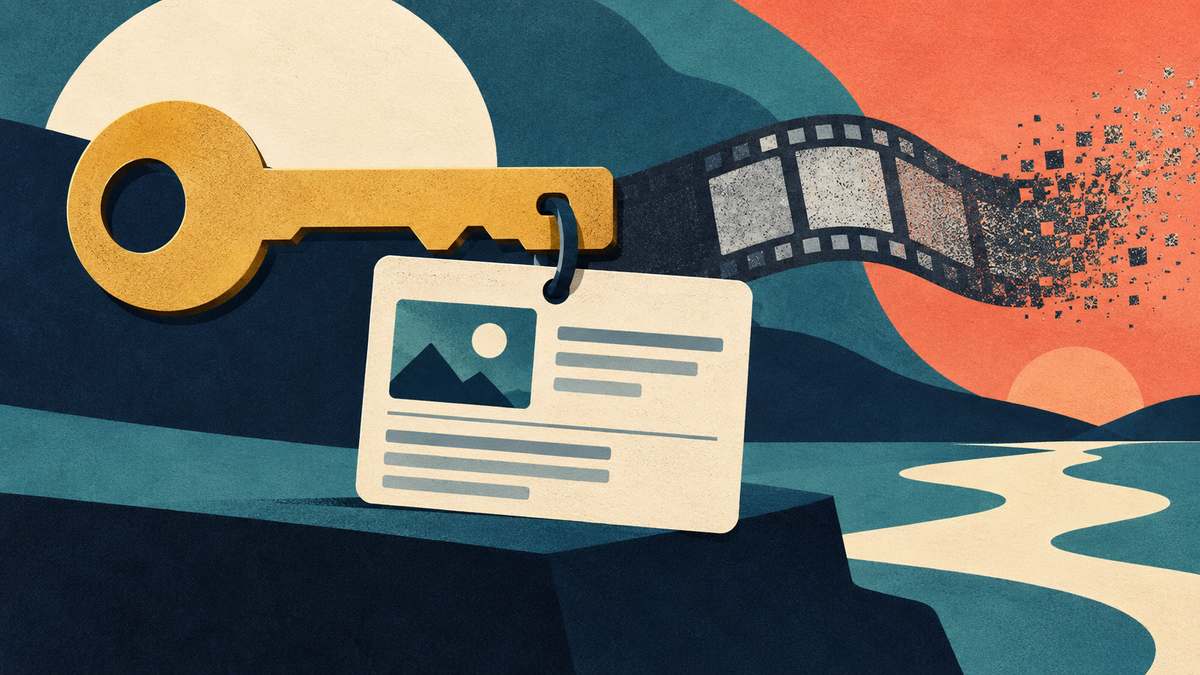 TikTok-marked video frame beside two detail cards, one empty