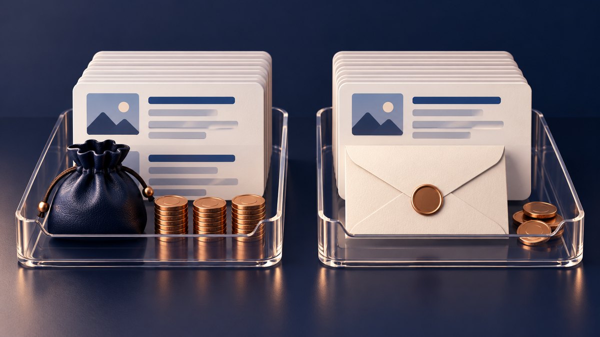 Two trays separate prepaid commitment from metered search use